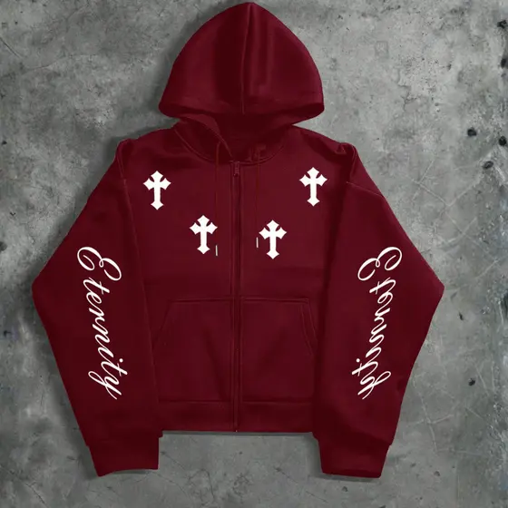 Moletom Aberto Vibe Gotica Cruzes Eternity Estilo Streetwear C/ Capuz Unissex