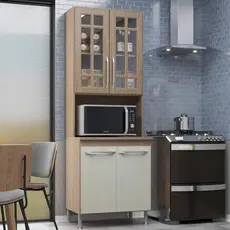 Torre Quente Modulada Com Vidro Para Forno Fidelitá Paris 70cm 4 Portas Nogal/Salinas