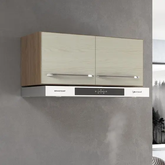 Armário Aéreo Modulado Para Geladeira Fidelitá Paris 70cm 2 Portas Nogal/Salinas