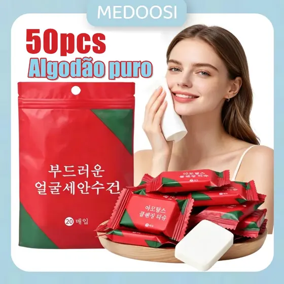 50pcs Toalhas Higienicas Magica Comprimido Pastilha ,Toalha Compremida , Toalha Mágica Portátil Descartável