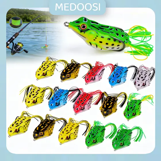 kit 12 sapo isca brinquedo PESCA Anzol Iscas Artificial Sapo Frog Anti Emaranhamento Isca De Pesca Para Tucunaré Trair