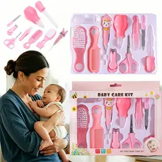 10 Pcs Kit/infantil de higiene para recém-nascidos, cortador de unhas, escova, tesoura, pente par/escova/CABELO