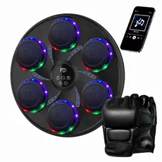 Máquina De Boxe Musical Acende No Ritmo Da Música Com Luva Bluetooth Recarregável Com Cabo