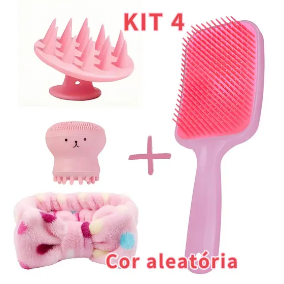 KIT SkinCare Escova de limpeza Facial 2em1+ Esponjinha massageadora Polvo Faixa de Cabeça Touca