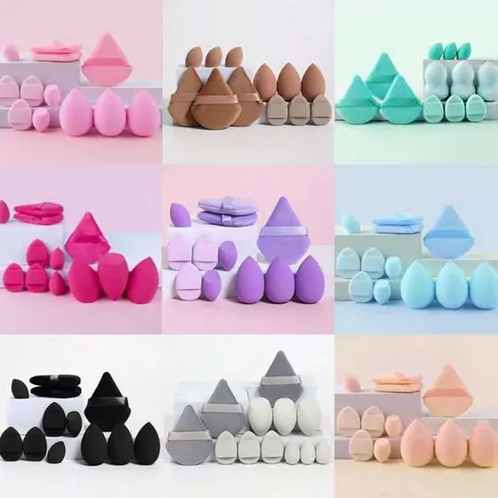 12 peças de esponja de maquiagem, esponja de base, creme líquido, Acessórios  de maquiagem