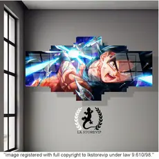 Quadro Decorativo Mosaico 5 Peças  dragon ball z kame goku  Mdf Alta Qualidade