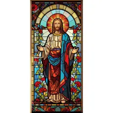 adesivo para porta vitral colorido Jesus 83x213 alta qualidade