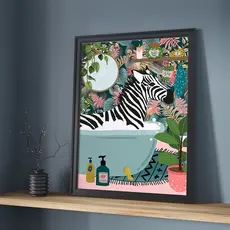 quadro decorativo zebra na banheira 20x30
