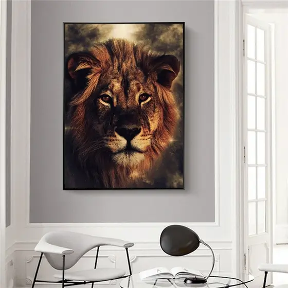 Quadro Decorativo Animais Safari Leão 60x40