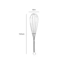Batedor de Ovos Fouet de Inox Pequeno Ideal para Claras Bolos Massas e Receitas - 18 x 4 x 4cm