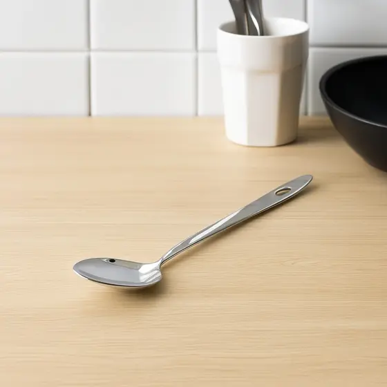 Colher de Arroz Aço Inox Grande Cabo Longo Resistente - 34 x 6 x 3,5cm
