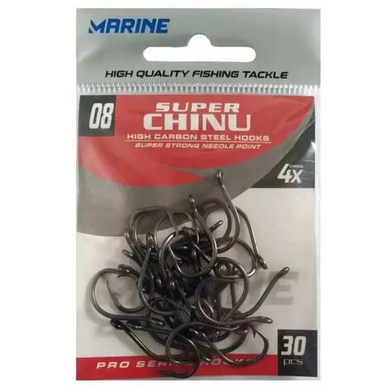 Anzol Marine Sports Super Chinu 4x Black - Tamanho 08 PCS 30
