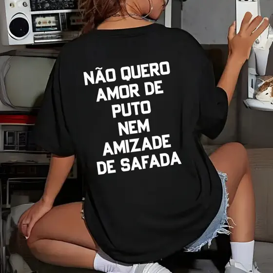 Camiseta Não Quero Amor Frase Versão Feminina Maromba Academia Larga