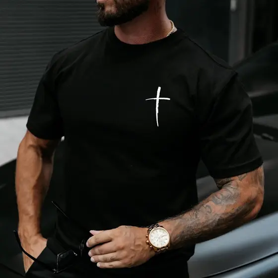 Camiseta Masculina Fé Cristã Estilo Streetwear Casual Minimalista