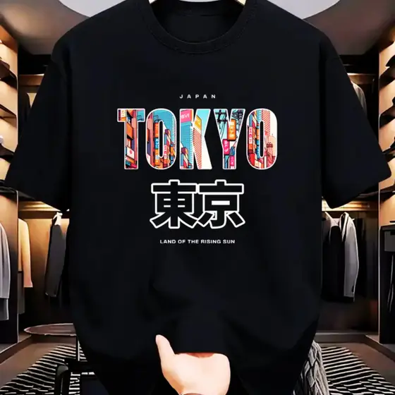 Camiseta Oversized Estilo Urbano Tokyo Japonês Casual Confortável Streetwear