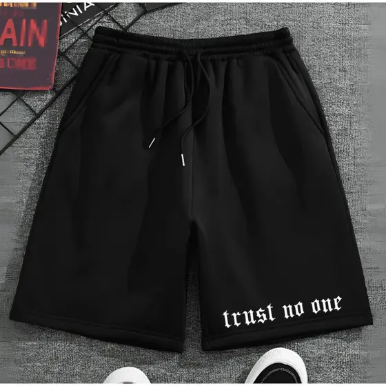 Bermuda Moletom Masculina Verão Flanelada Confortável Estampa Trust No One Lançamento