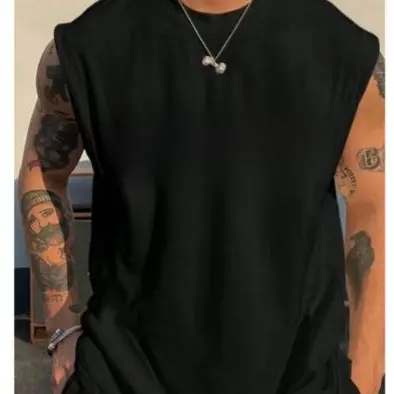 Camisa Regata Lisa Algodão Básica sem Estampa Streetwear Casual Oversized