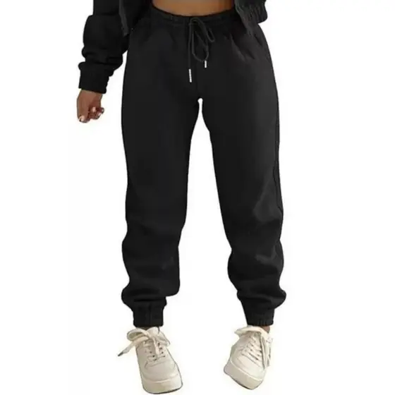 Calça De Moletom Lisa Softwear Feminina Sem Estampa Larga Algodão Confotável