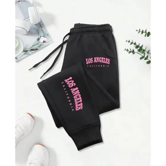 Calça Moletom Unissex Los Angeles Califórnia Moda Gringa Confortável Flanelada
