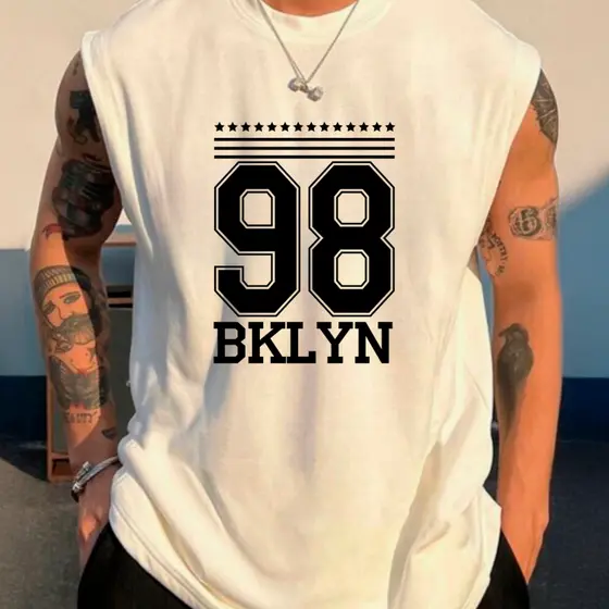 Camiseta Regata Oversized BKYLN 98 Aesthetic Treino Estampada