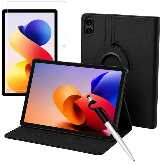 Kit Capa Tablet Para Xiaomi Redmi Pad 2 Pro 12.1 Giratória + Película + Caneta Touch Screen