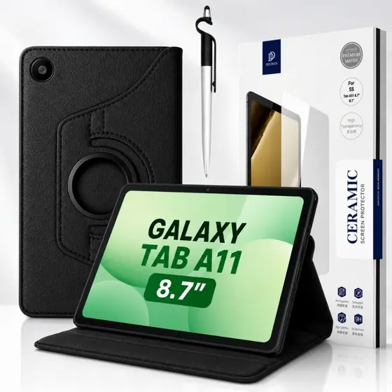 Kit Capa Giratoria Tablet Galaxy Tab A11 8.7 Polegadas X133 X135 + Pelicula + Caneta Touch