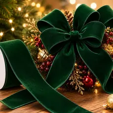 Rolo de Fita Aramada Veludo Dupla Face Diversas Cores Decoração Natal 9,14M X 6,3CM Luxo