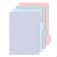 4 Divisórias Organizadoras Caderno Inteligente A5 8 Discos Material Escolar Tons Pastel Coloridas