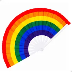Leque Grande Arco-íris Bandeira LGBTQIAPN+ 64cm Carnaval E Festa Resistente Plástico Dobrável