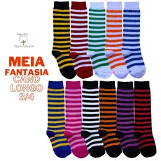 Meia 3/4 Infantil Cano Longo Festa Fantasia Escola Órtese Patins Skate