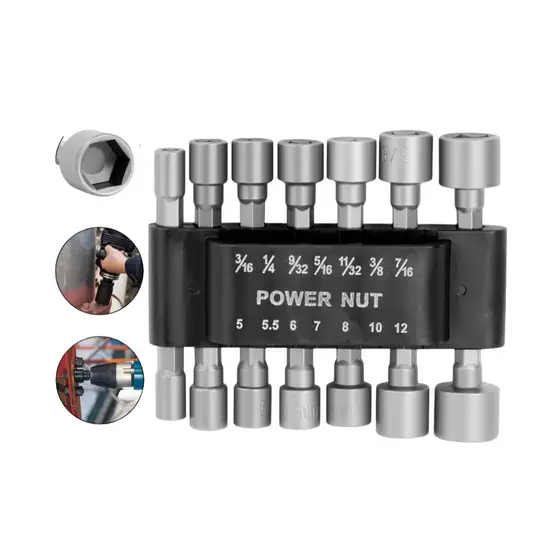 Kit De 14 Peças Jogo De Soquetes Bits Canhão Sextavada 5-12mm Para Parafusadeira Profissional
