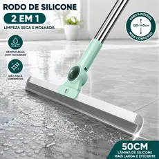 Rodo de Silicone Multiuso 2 em 1 64–112cm para Vidros Piso Azulejo Limpeza a Seco e Molhado