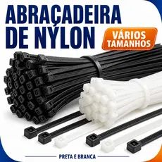 KIT 100 Unidades Abraçadeira de Nylon Enforca Gato Braçadeira Cinta Plástica Presilha Diversas Medidas