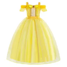 Vestidos + Tiara Com Coroa De Princesa Bella Fantasia Para Festa Halloween Aniversario