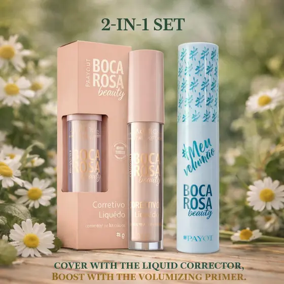 Kit Boca Rosa Corretivo Máscara para Cílios