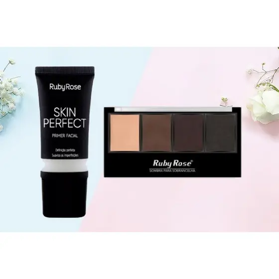 KIT 2 Pecas Primer Facial Ruby Rose Skin Perfect *HB-8086*+Sombra Para Sobrancelhas Ruby Rose HB9354