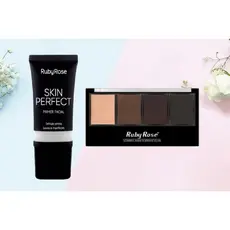 KIT 2 Pecas Primer Facial Ruby Rose Skin Perfect *HB-8086*+Sombra Para Sobrancelhas Ruby Rose HB9354