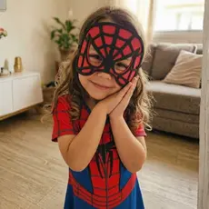 Vestido Fantasia Infantil Mulher Aranha com Máscara de E.V.A