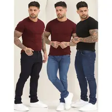Kit 3 Calças Masculina Jeans skinny Com Lycra Primuim Lisa Básica A - 133/140/151
