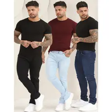 Kit Calças Masculina Slim Com Lycra Varias Cores Premium A- 110/130/140