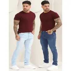 Kit Calças Masculina Jeans Lisa Básica Com Lycra Clara e Média Dia a Dia A- 110/133