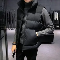 Colete de algodão masculino outono inverno colete versão coreana na moda Casual para baixo inverno jaqueta de algodão