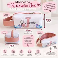 Kit Necessaire Box com Alça + Porta Cartão Personalizado com Nome | Organizador Feminino