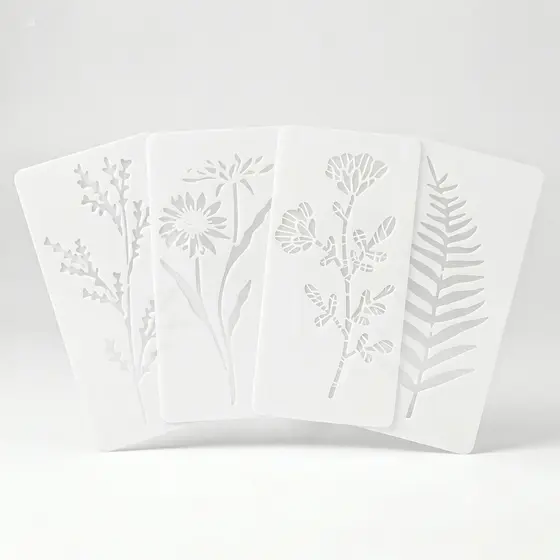 Kit 4 Stencil Flores Silvestres Brinclinc | Decoração Parede Relevo Massa Corrida DIY
