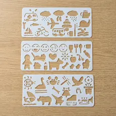 Kit 3 Stencil Ícones Bullet Journal Brinclinc | Planner Agenda Viagem Animais Emoji DIY