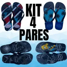Kit 4 Pares de Chinelo Masculino Adulto Tira Grossa Mais Vendidos