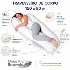 Travesseiro de Corpo Gigante Formato U Ergonômico com Fronha