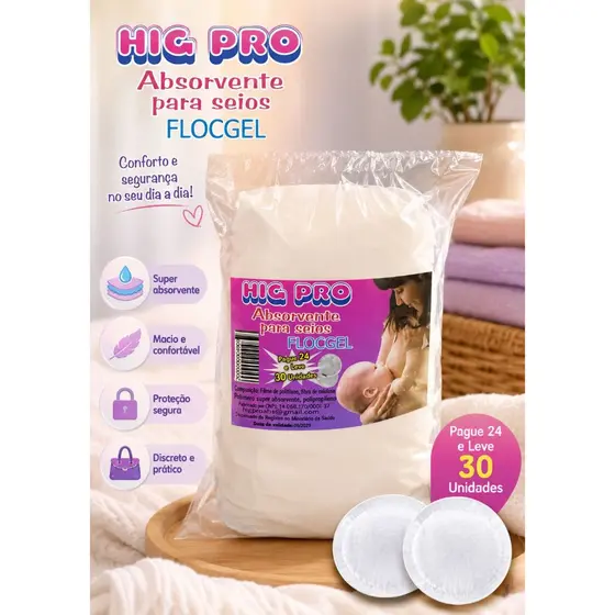 ALMOFADA PRA SEIOS  120 UNID   ABSORVENTE DE SEIOS HIG PRO