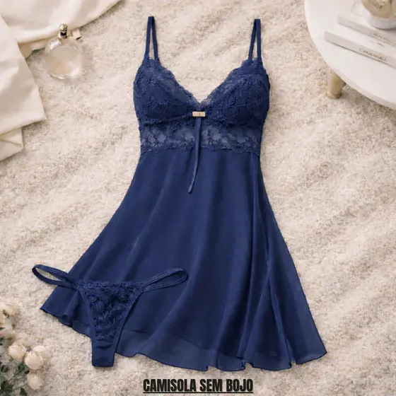 Camisola Transparente Sensual Tule e Renda com Calcinha com Detalhes em Renda Camisolas Femininas Sem Bojo para Dormir