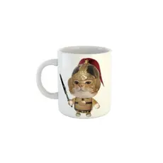 Caneca Engraçada Gatinho Guerreiro de Tróia Montagem